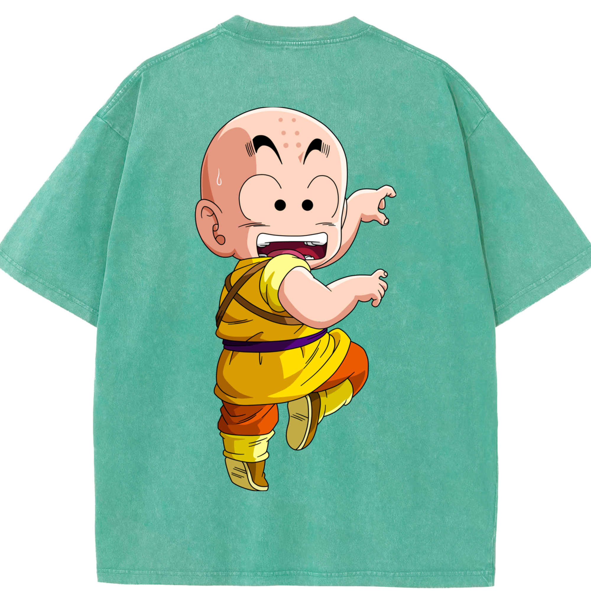 （画像用） ドラゴンボール クリリン DRAGON BALL krillin 綿100% ヴィンテージ風 半袖Tシャツ（背面プリント）